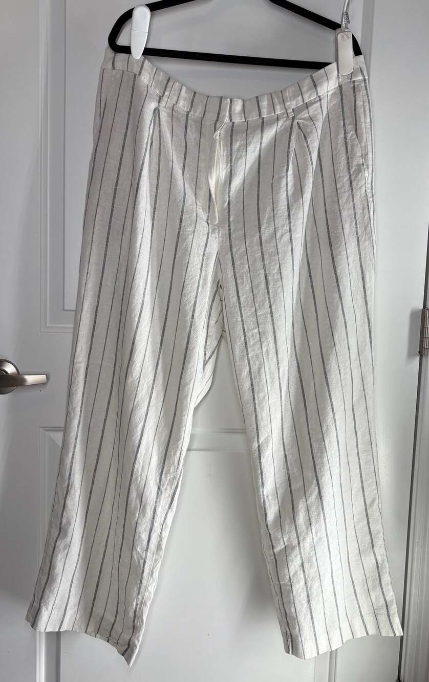 Old Navy Taylor Wide Leg Trouser XXL Striped Linen Blend